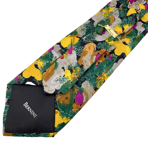 Vintage Bernini Beverly Hills Abstract Print Italian 100% Silk Necktie Tie Bold - Picture 4 of 5